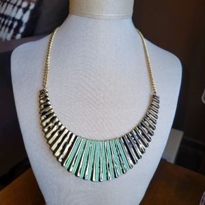 Light blue and gold statement necklace